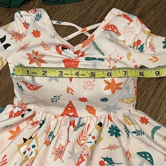 Dot Dot Smile 4 Ballerina Twirl Holiday Dresses Green Black Cream Orange 6-12 mo - Picture 4 of 11